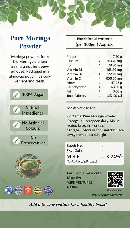 Pure Moringa Powder for Immune Support & Energy Boost